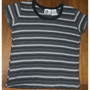 Arizona Jean Co Shirt Gray , Black, White Striped  Crop‎ Size Small Y2K
